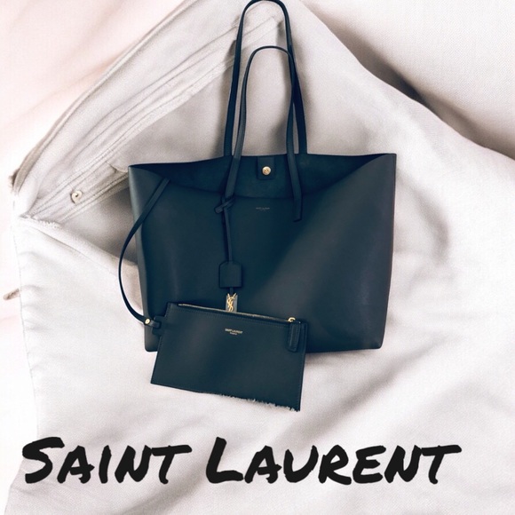 SAINT LAURENT•TOTE BAG W/WALLET•GRAY•NWOT - Picture 2 of 16